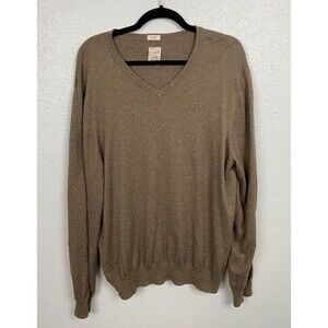 Article 365 Mens Size XL V-Neck Pullover Cashmere Cotton Knit Brown Sweater